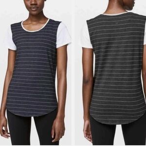 Lululemon Striped Charcoal and White Tee, size 2